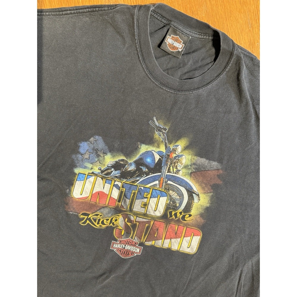 Harley Davidson United We Kickstand T Shirt L Myrtle Beach SC Patriotic Stratman